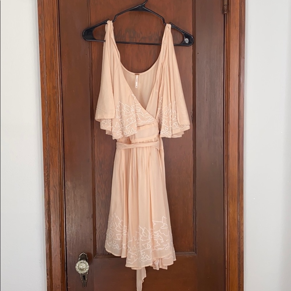 FREE PEOPLE - peach wrap dress